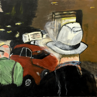 Taormina Night Car & Man with Hat